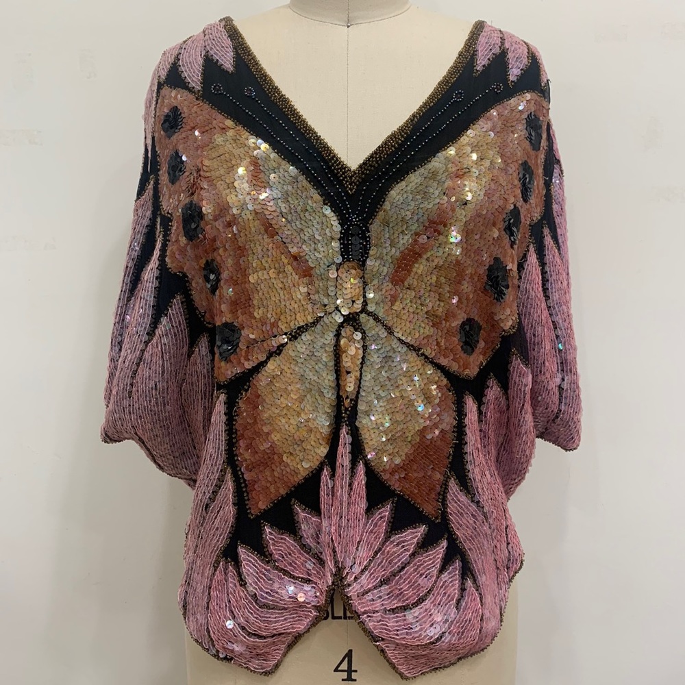 Handmade in India Sequin Shawl Top S/M